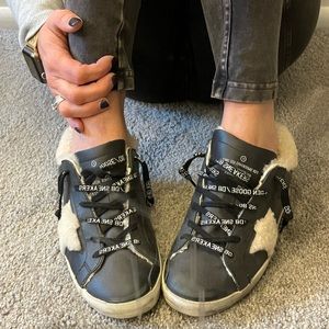 Golden Goose Superstar Black leather and shearling Sneakers size 35